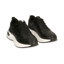 Baskets noires, semelle compensée 5 cm , Special Price, 182812426EPNERO035, 002 preview