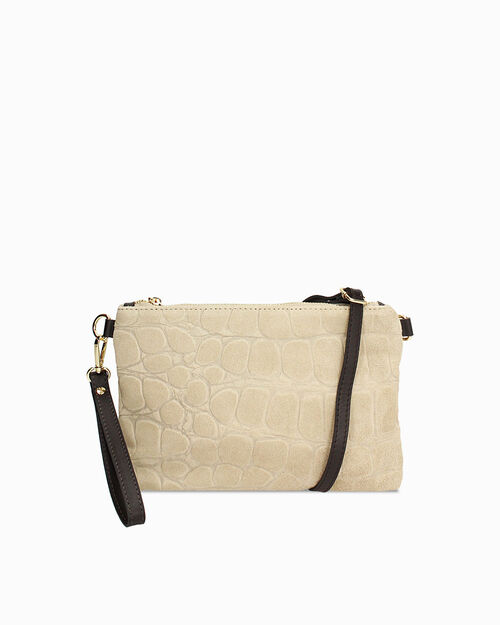 Pochette stampa cocco taupe, TAUPE