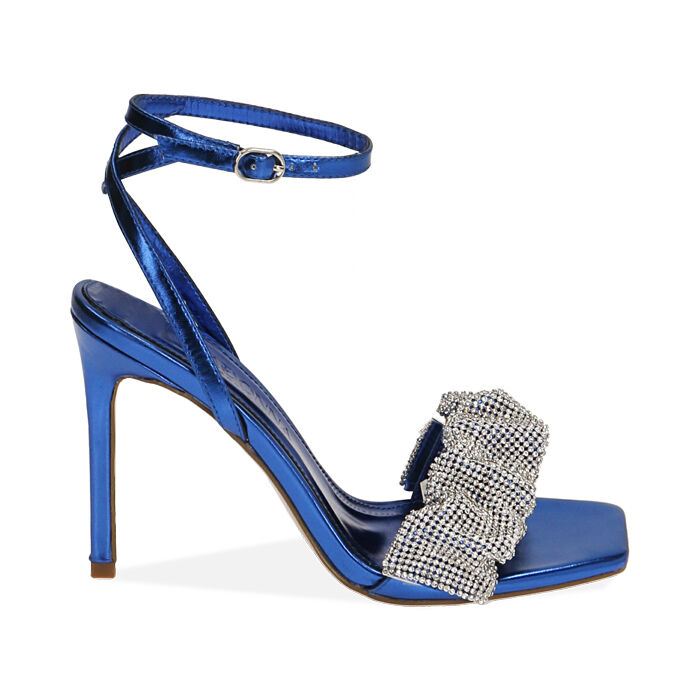 Sandali donna blu con strass tacco 10 5 cm Primadonna Collection