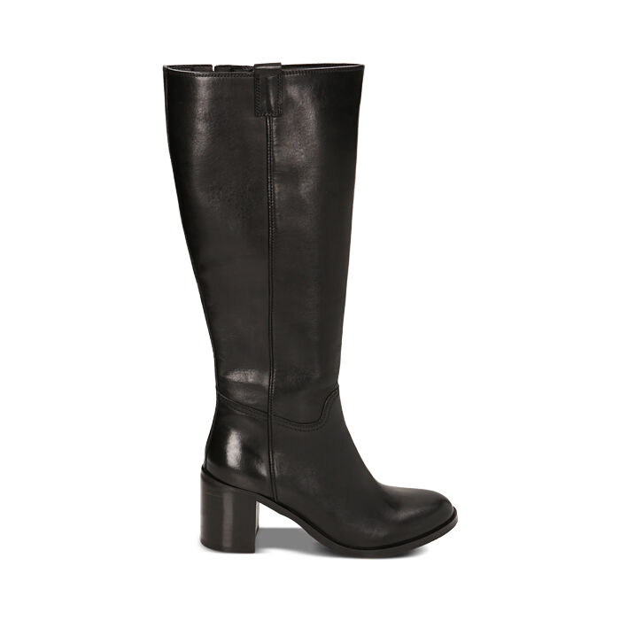 Stivali donna neri in pelle tacco 7 7 cm Primadonna Collection