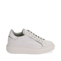 Sneakers bianco/argento in pelle, Primadonna, 17L600101PEBIAR037, 001a