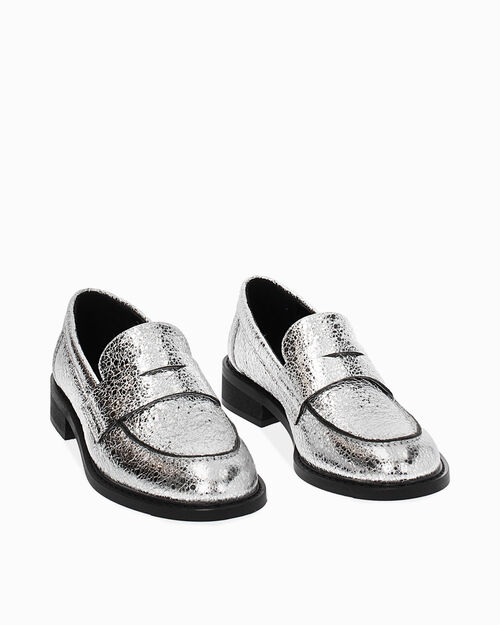 ZAPATOS MOCASIN LAMINADO CRACK ARGE, SILVER