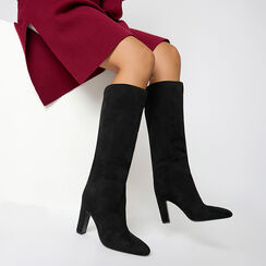Bottes noires en microfibre avec talon de 10 cm, Primadonna, 262122510MFNERO037, 002 preview
