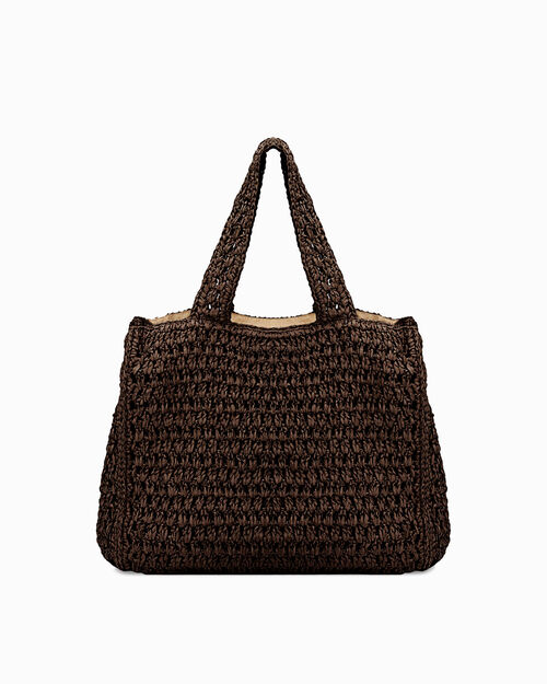 BORSA MARE GRANDE SINTETICO RAFFIA MORO, DK BROWN