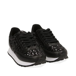 Sneakers nere con paillettes, Primadonna, 162619079PLNERO035, 002a