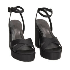 Sandalias negras con tacón en lycra, 232723513LYNERO035, 002a