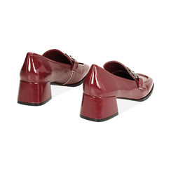 Mocassino bordeaux in naplak, tacco largo 5 cm, Primadonna, 244937147NPBORD036, 003 preview