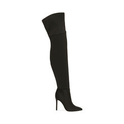 Stivali overknee nero in lycra, tacco 10,5 cm, Primadonna, 202118621LYNERO035, 001 preview