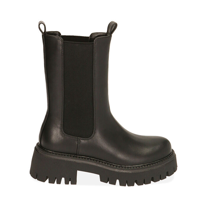 Chelsea boots neri, tacco 5,5 cm , Primadonna, 200614805EPNERO035
