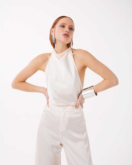 Top crema con detalles refinados, CREAM