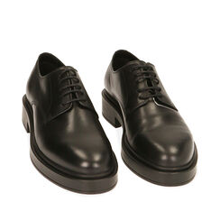 Chaussures lacées en cuir noir, talon 3,5 cm , 20B813503PENERO036, 002a