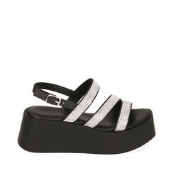 Sandalias negras, cuña 6 cm , Primadonna, 19M982407EPNERO035, 001a