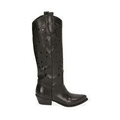 Camperos calados negro en piel, tacón 5 cm , Primadonna, 19A500926PENERO035, 001a