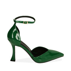 Escarpins en naplack vert, talon 9,5 cm , Primadonna, 202188216NPVERD039, 001a