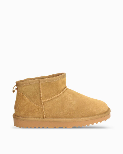 Bottines en daim camel &agrave; talon bas pour femme, CAMEL