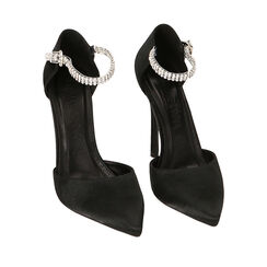Décolleté nere con cinturino strass, tacco 10,5 cm, Primadonna, 222186109RSNERO035, 002a