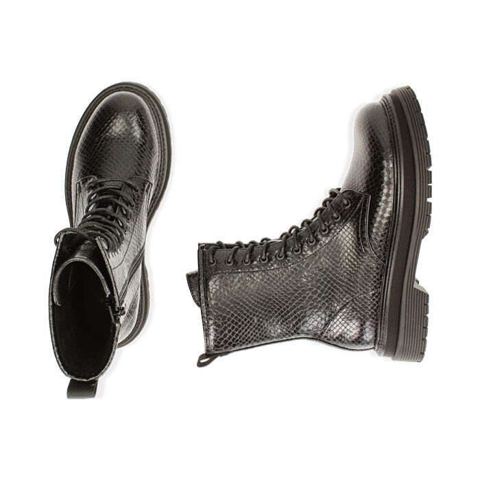 Botas negras estampado serpiente para mujer | Primadonna Collection