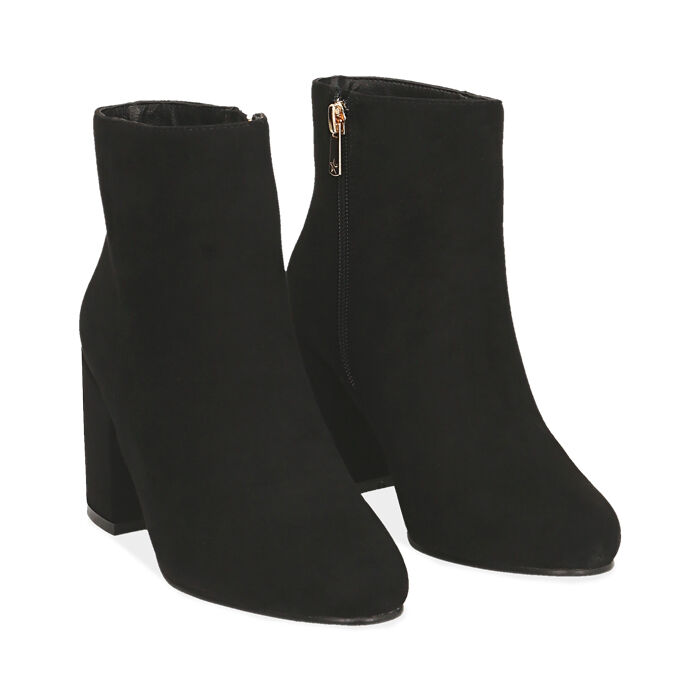 Botines para mujer negro en microfibra, tacón 7,5 cm | Primadonna Collection