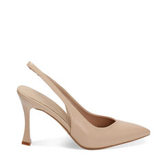 Décolleté slingback beige, tacco 9,5 cm, Primadonna, 232102602EPBEIG035, 001a