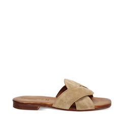 Sandali bassi donna taupe in camoscio, Primadonna, 257239352CMTAUP036, 001a