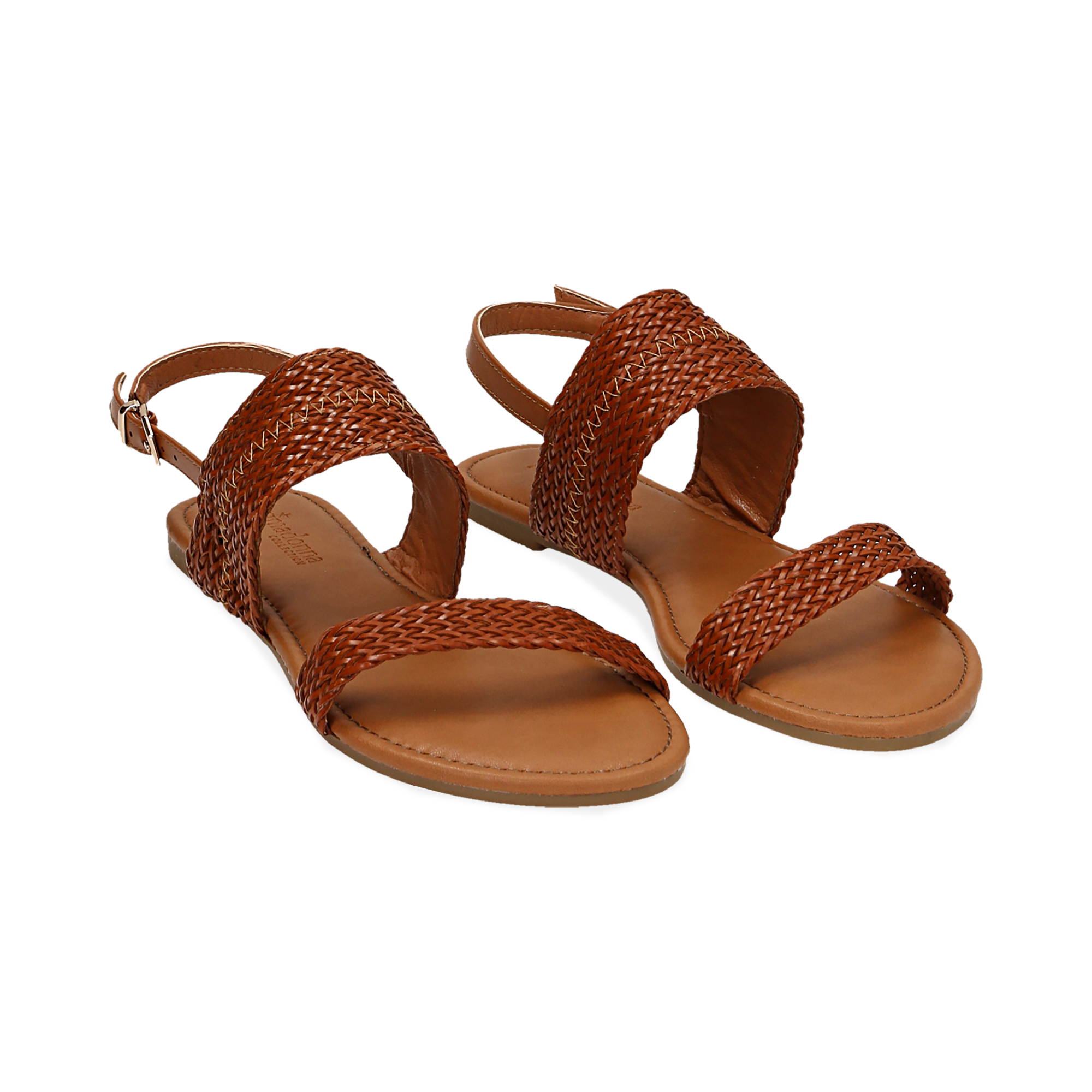 Sandali flat cuoio in eco-pelle intrecciata donna | Primadonna Collection