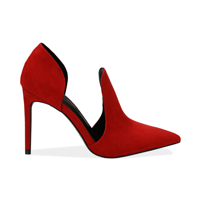 Decollete Sagomate Rosse In Microfibra Tacco 10 Cm Primadonna