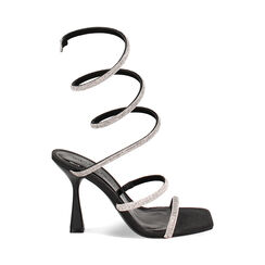 Sandalias con tac&oacute;n negras glitter con piedras, Primadonna, 232100015SLNERO036, 001 preview