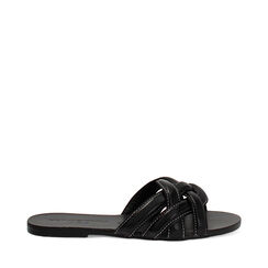 Sandalias planas mujer negras de piel, Primadonna, 256704443PENERO036, 001a