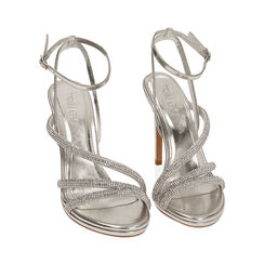 Sandalo con tacco donna argento chic, tacco 10,5 cm, Primadonna, 252133425LPARGE036, 003 preview