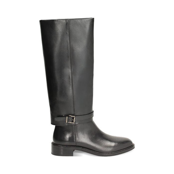 Stivali in pelle nera con fibbietta, Primadonna, 26N530005PENERO036
