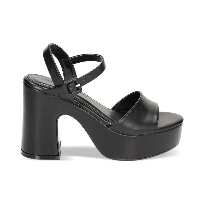 Sandali neri, tacco largo 10,5 cm, Ultime occasioni, 234972702EPNERO036