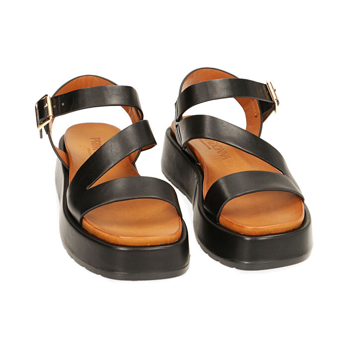 Sandali donna neri zeppa 4 cm Primadonna Collection