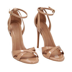 Sandali nude in vernice, tacco 11,2 cm, Primadonna, 232107303VENUDE035, 002a