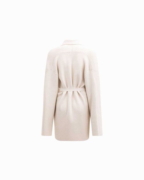Cardigan long cr&egrave;me avec ceinture, CREAM