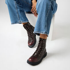 Anfibi bordeaux lucidi con suola in gomma, Primadonna, 267535001EUBORD036, 002a