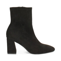 Botines negros en microfibra con tacón de 7,5 cm., Primadonna, 264943701MFNERO035, 001a