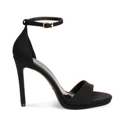 Sandalo con tacco donna nero con plateau, tacco 10 cm, Primadonna, 252133410LYNERO036, 001 preview