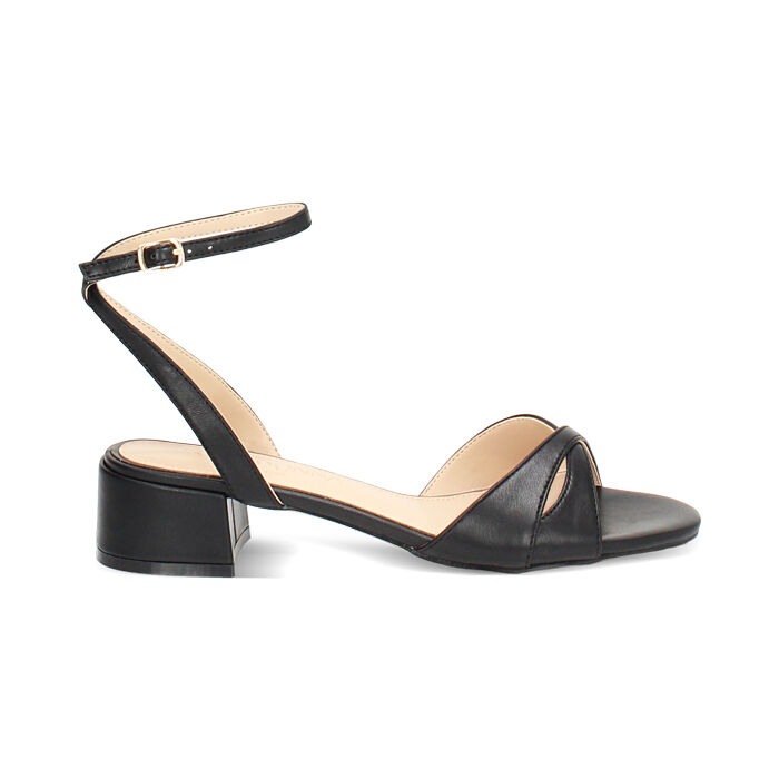 Sandalia con tacón mujer negra elegante, Primadonna, 254802502EPNERO035