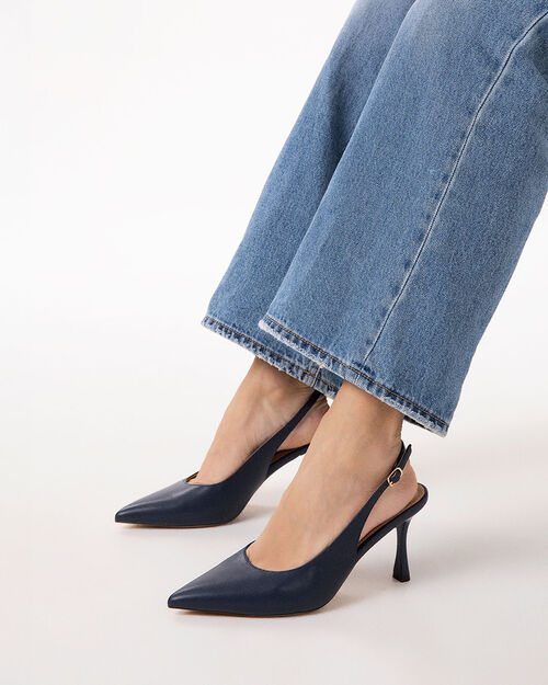 D&eacute;collet&eacute; blu slingback tacco 8 cm, BLUE