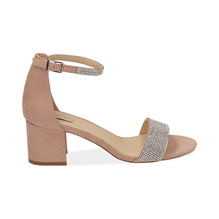Sandalias En Micorfibra Con Pedreria Color Nude Tacon 6 Cm Primadonna Collection