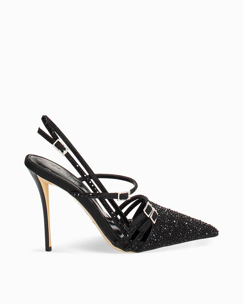 CALZATURA DECO. SLINGBACK RASO PIETRE NE, MULTI COLOR