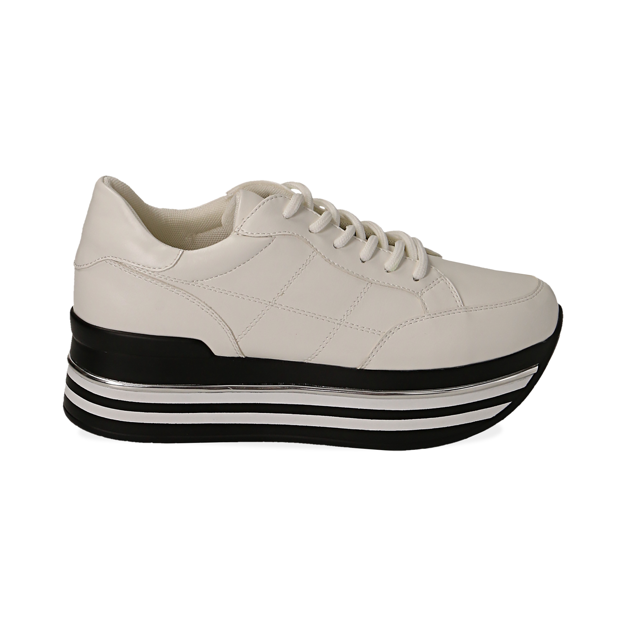 sneakers platform bianche pelle