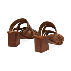 Mules open toe cognac tacco 7 cm, Scarpe, 277253478VACOGN035, 004 preview