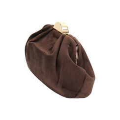 Clutch in microfibra testa di moro con chiusura color oro, Primadonna, 265126345MFMOROUNI, 003 preview