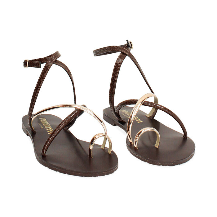 Sandali bassi donna marroni stampa pitone Primadonna Collection