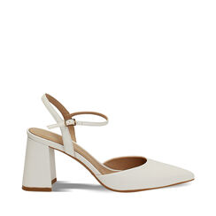 Décolleté slingback donna bianche, tacco largo 8 cm, Primadonna, 252104030EPBIAN035, 001a