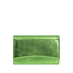 Portafogli verde laminato , SPECIAL SALES, 195102238LMVERDUNI, 001a