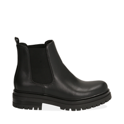 Chelsea boots neri in eco-pelle, tacco 4,5 cm , Scarpe, 140618191EPNERO036, 001a