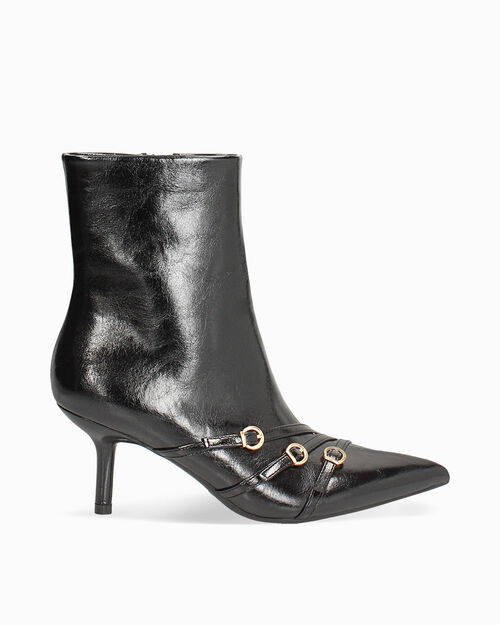 Botines negros elegantes con tac&oacute;n 7 cm, BLACK