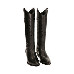 Stivali texani neri in pelle, tacco 5,5 cm, Primadonna, 21B814101PENERO035, 002 preview